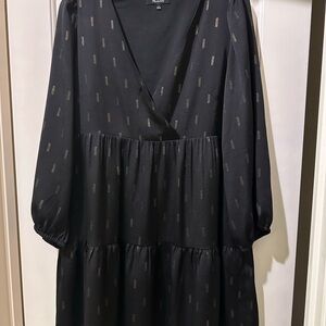 Madewell Black Long Sleeve Dress with Gold Accents